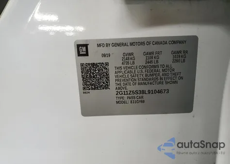 2020 Chevrolet Impala Lt из США, поврежденный, VIN 2G11Z5S38L9104673